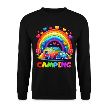 Camping Rainbow Campsite Happiness Camper Heart - Unisex Sweatshirt - black - Front - Alina (178cm) & Michal (187cm)