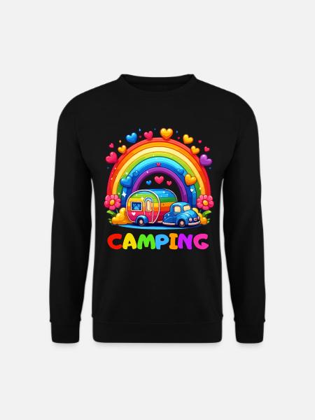 Camping Regenbogen Campingplatz Glück Camper Herz - Unisex Pullover - Schwarz