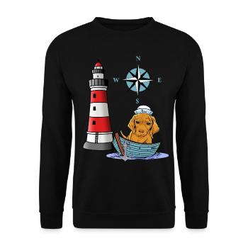 Chien des Maritimes Rose des vents boussole phare marin - Sweat-shirt Unisexe - noir - Devant - Alina (178cm) & Michal (187cm)