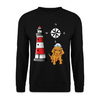 maritime seal sailor sailor dog lighthouse - Unisex Sweatshirt - black - Front - Alina (178cm) & Michal (187cm)
