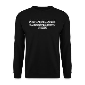 Wandern - Conquer mountains, embrace the beauty - Unisex Pullover - Schwarz - Vorne - Alina (178cm) & Michal (187cm)