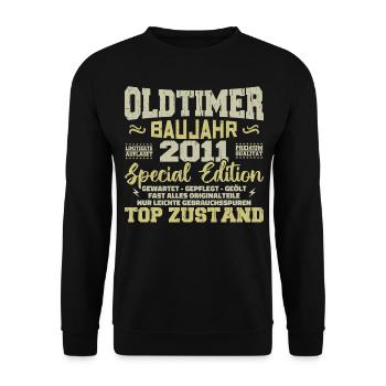 Jahrgang 2011 geboren Retro Geburtstag Vintage - Unisex Pullover - Schwarz - Vorne - Alina (178cm) & Michal (187cm)
