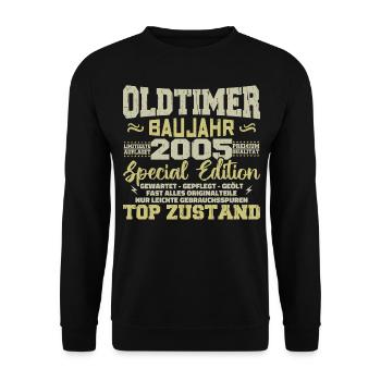 Vintage 2005 Born Retro Birthday Vintage - Unisex Sweatshirt - black - Front - Alina (178cm) & Michal (187cm)