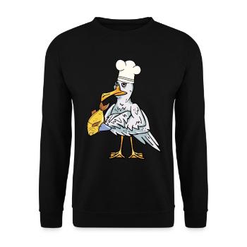 Maritime seagull fish cook hunger cooking - Unisex Sweatshirt - black - Front - Alina (178cm) & Michal (187cm)