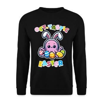 Happy Easter with funny octopus - Unisex Sweatshirt - black - Front - Alina (178cm) & Michal (187cm)