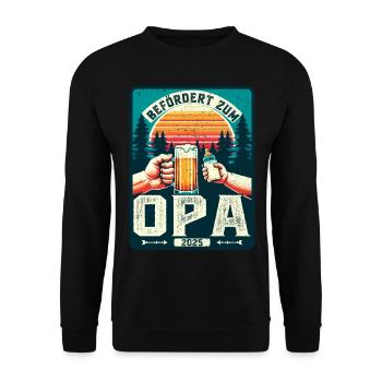 Werdender Opa - Zukünftiger Großvater Opa 2025 - Unisex Pullover - Schwarz - Vorne - Alina (178cm) & Michal (187cm)