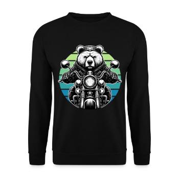 Motorrad Motorradfahrer Biker Grizzly Bär lustig - Unisex Pullover - Schwarz - Vorne - Alina (178cm) & Michal (187cm)