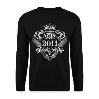 April 2011 Birthday April 2011 April Gift - Unisex Sweatshirt - black - Front - Alina (178cm) & Michal (187cm)