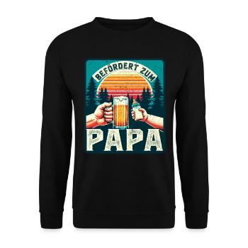 Werdender Papa Vater zukünftiger Befördert Papa - Unisex Pullover - Schwarz - Vorne - Alina (178cm) & Michal (187cm)