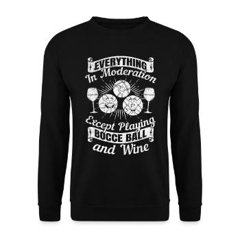 Tout avec modération sauf jouer à la pétanque - Sweat-shirt Unisexe - noir - Devant - Alina (178cm) & Michal (187cm)
