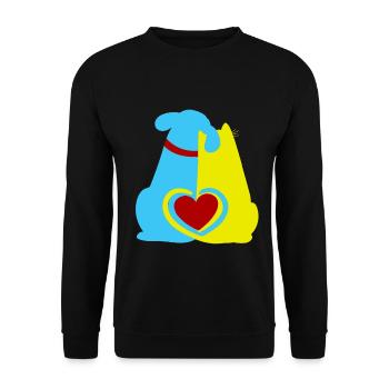 Ami des animaux, bien-être animal, animaux de compagnie, coeur, chien, chat - Sweat-shirt Unisexe - noir - Devant - Alina (178cm) & Michal (187cm)