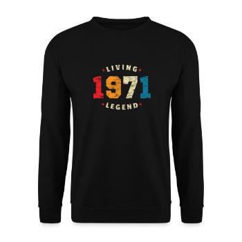 1971 Birthday Retro Living Legend - Unisex Sweatshirt - black - Front - Alina (178cm) & Michal (187cm)