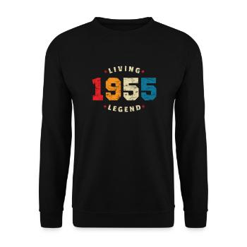 1955 anniversaire rétro légende vivante - Sweat-shirt Unisexe - noir - Devant - Alina (178cm) & Michal (187cm)