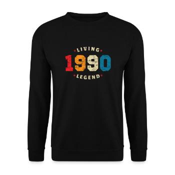 1990 anniversaire rétro légende vivante - Sweat-shirt Unisexe - noir - Devant - Alina (178cm) & Michal (187cm)