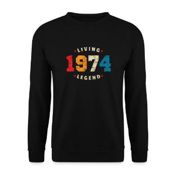 1974 Birthday Retro Living Legend - Unisex Sweatshirt - black - Front - Alina (178cm) & Michal (187cm)