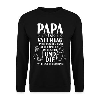 Papa Bier Vater Vatertag - Unisex Pullover - Schwarz - Vorne - Alina (178cm) & Michal (187cm)