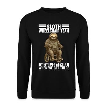 Rollstuhlfahrer Rollstuhl - Unisex Pullover - Schwarz - Vorne - Alina (178cm) & Michal (187cm)