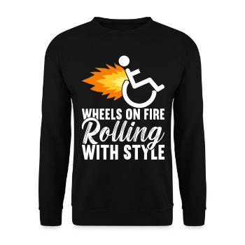 Wheelchair users Wheelchair - Unisex Sweatshirt - black - Front - Alina (178cm) & Michal (187cm)