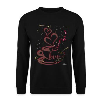 Café - Cœur Coffee silhouette élégante - Sweat-shirt Unisexe - noir - Devant - Alina (178cm) & Michal (187cm)