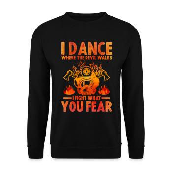 Feuerwehr Feuerwehrauto Feuerwehrmann - Unisex Pullover - Schwarz - Vorne - Alina (178cm) & Michal (187cm)