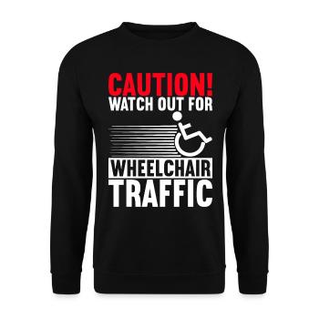 Wheelchair users Wheelchair - Unisex Sweatshirt - black - Front - Alina (178cm) & Michal (187cm)