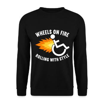 Wheelchair users Wheelchair - Unisex Sweatshirt - black - Front - Alina (178cm) & Michal (187cm)