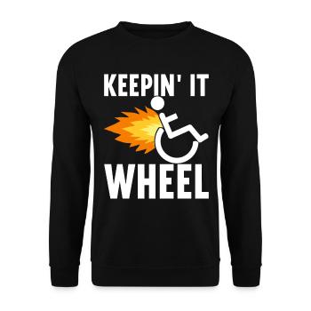 Rollstuhlfahrer Rollstuhl - Unisex Pullover - Schwarz - Vorne - Alina (178cm) & Michal (187cm)