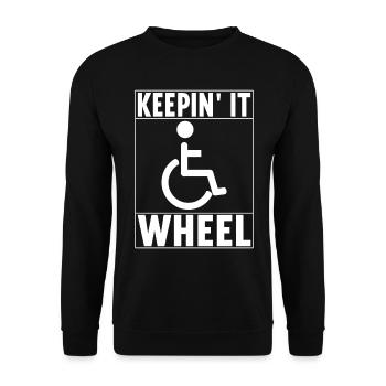Wheelchair users Wheelchair - Unisex Sweatshirt - black - Front - Alina (178cm) & Michal (187cm)