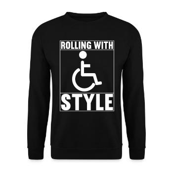Personnes en fauteuil roulant Fauteuil roulant - Sweat-shirt Unisexe - noir - Devant - Alina (178cm) & Michal (187cm)