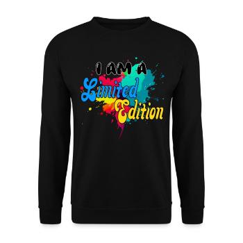 JE SUIS UNE ÉDITION LIMITÉE. unique, coloré, amusant, spécial - Sweat-shirt Unisexe - noir - Devant - Alina (178cm) & Michal (187cm)