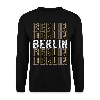 Berlin Font Germany - Unisex Sweatshirt - black - Front - Alina (178cm) & Michal (187cm)
