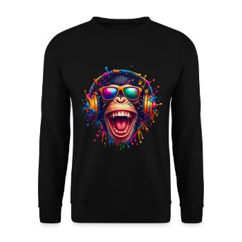 DJ Monkey Monkey Chimpanzee Music Headphones Funny - Unisex Sweatshirt - black - Front - Alina (178cm) & Michal (187cm)