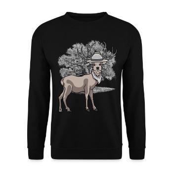 Animal De La Forêt, Cerf, Animaux De La Forêt, Cerf Élaphe, Habitants De La Forêt - Sweat-shirt Unisexe - noir - Devant - Alina (178cm) & Michal (187cm)