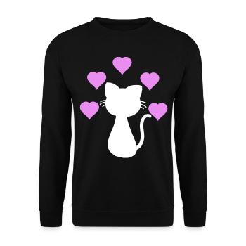 Herzen Katze Katzen Haustier Kind Baby - Unisex Pullover - Schwarz - Vorne - Alina (178cm) & Michal (187cm)