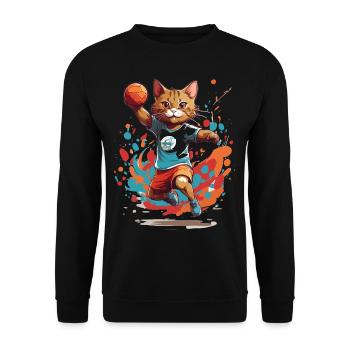 Handball, Cat, Streetwear and Iconic Style - Unisex Sweatshirt - black - Front - Alina (178cm) & Michal (187cm)