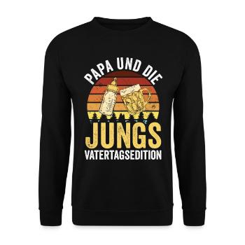 Papa Vater Vatertag - Unisex Pullover - Schwarz - Vorne - Alina (178cm) & Michal (187cm)