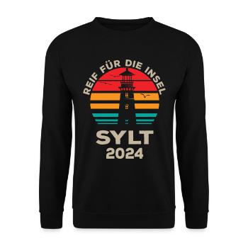 Sylt Lighthouse Design – Ready for the Island - Unisex Sweatshirt - black - Front - Alina (178cm) & Michal (187cm)