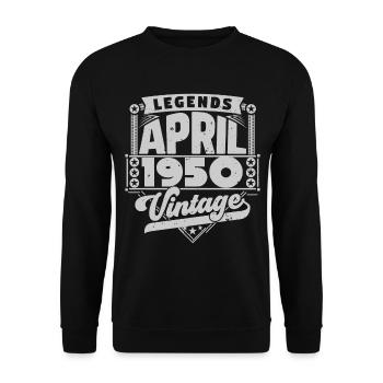 Jahrgangsgeschenk Jubiläum April 1950, April 1950 - Unisex Pullover - Schwarz - Vorne - Alina (178cm) & Michal (187cm)