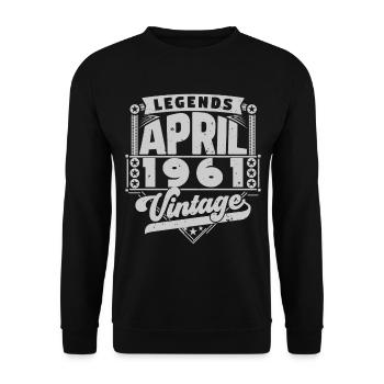 Jahrgangsgeschenk Jubiläum April 1961, April 1961 - Unisex Pullover - Schwarz - Vorne - Alina (178cm) & Michal (187cm)