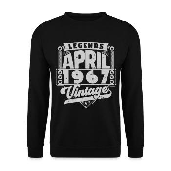 Cadeau Vintage Anniversaire avril 1967, avril 1967 - Sweat-shirt Unisexe - noir - Devant - Alina (178cm) & Michal (187cm)