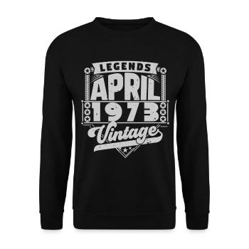 Cadeau Vintage Anniversaire avril 1973, avril 1973 - Sweat-shirt Unisexe - noir - Devant - Alina (178cm) & Michal (187cm)