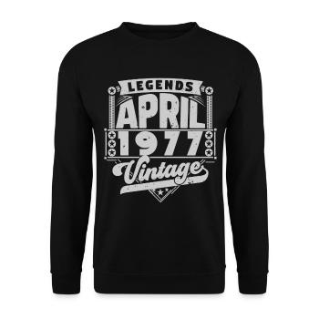Jahrgangsgeschenk Jubiläum April 1977, April 1977 - Unisex Pullover - Schwarz - Vorne - Alina (178cm) & Michal (187cm)
