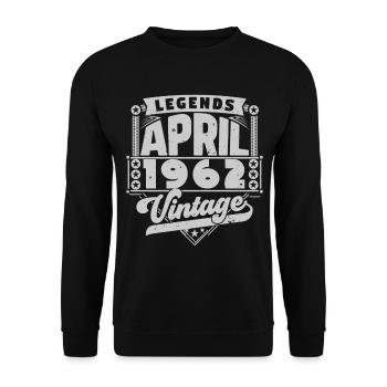 Jahrgangsgeschenk Jubiläum April 1962, April 1962 - Unisex Pullover - Schwarz - Vorne - Alina (178cm) & Michal (187cm)