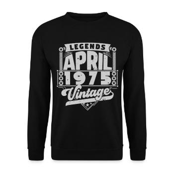 Cadeau Vintage Anniversaire avril 1975, avril 1975 - Sweat-shirt Unisexe - noir - Devant - Alina (178cm) & Michal (187cm)