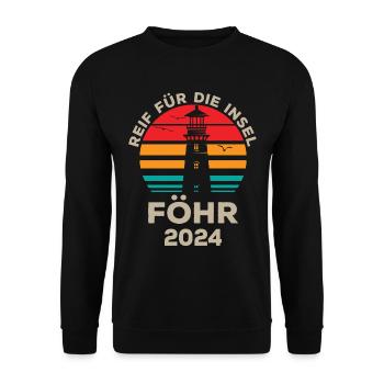 Föhr 2024 Island Flair Lighthouse Design - Unisex Sweatshirt - black - Front - Alina (178cm) & Michal (187cm)