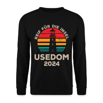 Usedom 2024 Island Ripe Lighthouse Motif - Unisex Sweatshirt - black - Front - Alina (178cm) & Michal (187cm)
