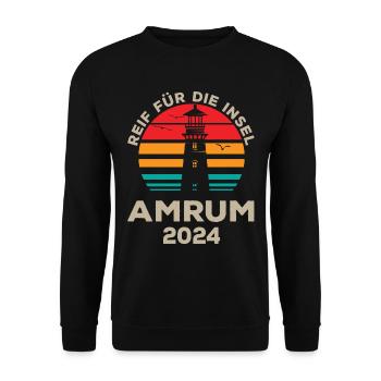 Amrum 2024 Recreational Trip Lighthouse Motif - Unisex Sweatshirt - black - Front - Alina (178cm) & Michal (187cm)