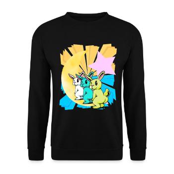 Bunny Rabbit Moon Fantasy Kids Bunnies - Unisex Sweatshirt - black - Front - Alina (178cm) & Michal (187cm)