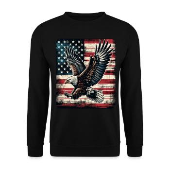 Eagle American Flag 4th of July Day Eagle Gifts - Unisex Pullover - Schwarz - Vorne - Alina (178cm) & Michal (187cm)
