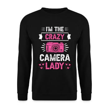 I'm The Crazy Camera Lady - Unisex Sweatshirt - black - Front - Alina (178cm) & Michal (187cm)